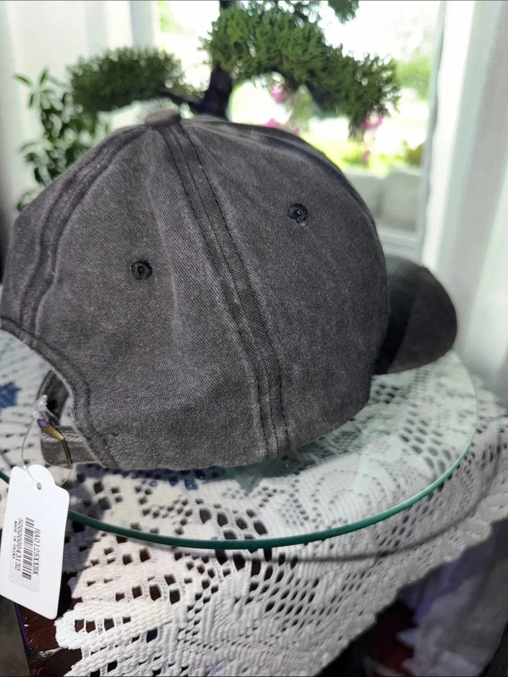 CAT MOM Embroidered Distressed Baseball Cap - Gray